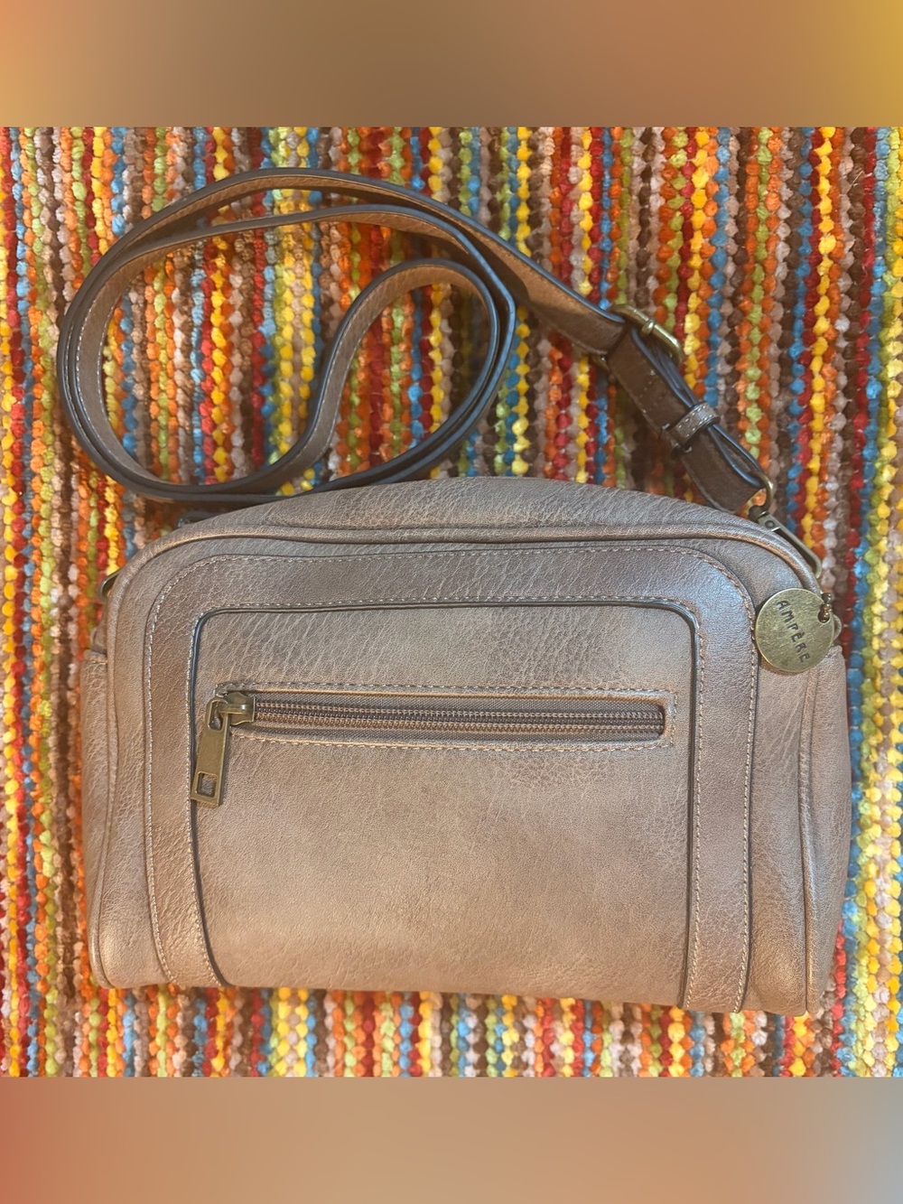 Ampere Creations Vegan Leather Shiitake Brown Aime Crossbody Purse Handbag